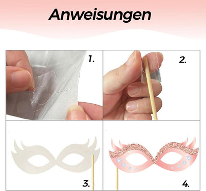 Fotobox Accessoires 33-tlg. Geburtstag Frauen Vintage Roségold Glitzer Karneval