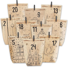 Adventskalender zum Befüllen Kraftpapiertüten für Weihnachten