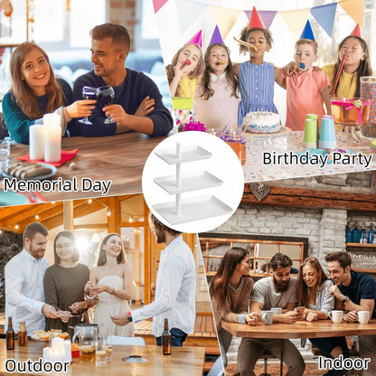 Weiße Obst Etagere 3 Etagen Servierplatte für Dessert, Kuchen, Gebäck