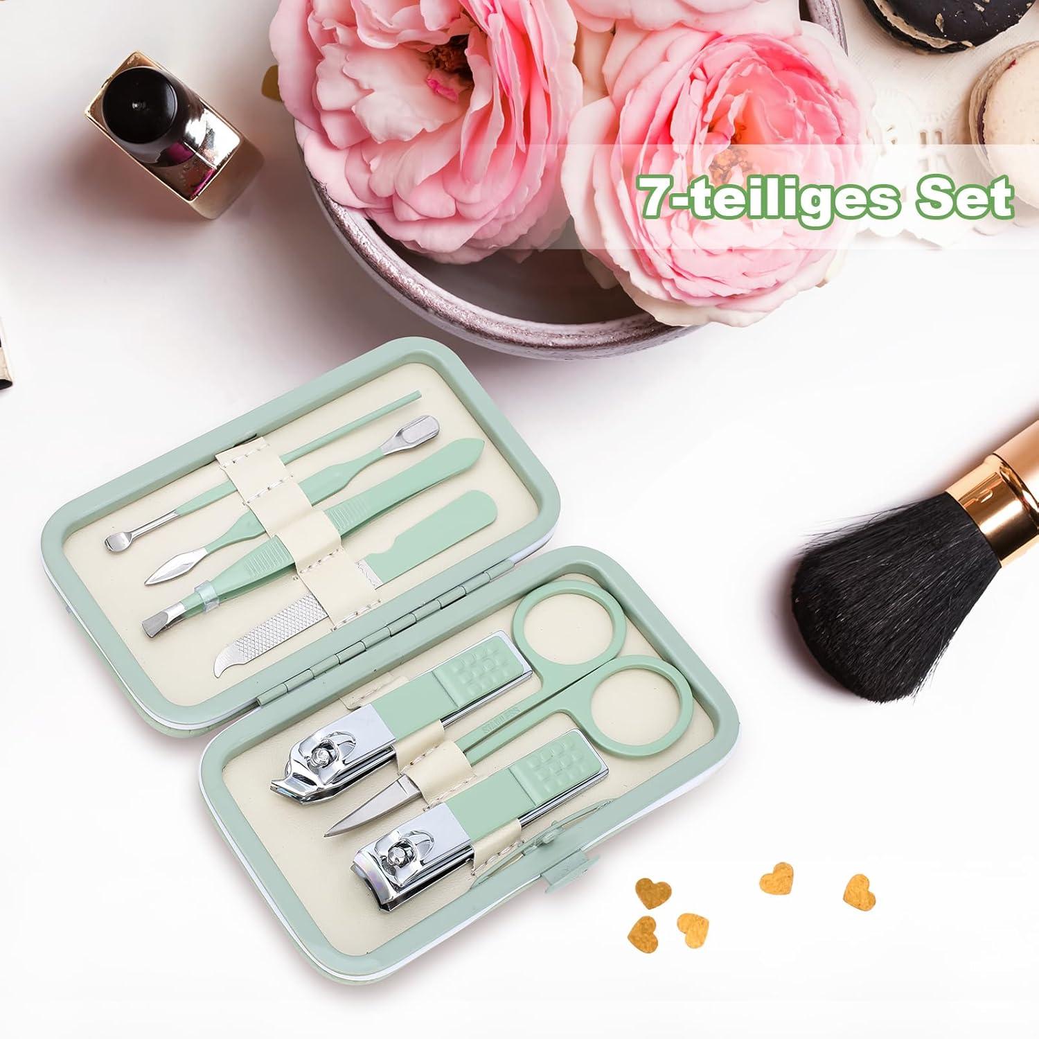 Maniküre Set Edelstahl Nagelknipser Nagelhautentferner Pediküre Set Zehennägel Nägel Grün
