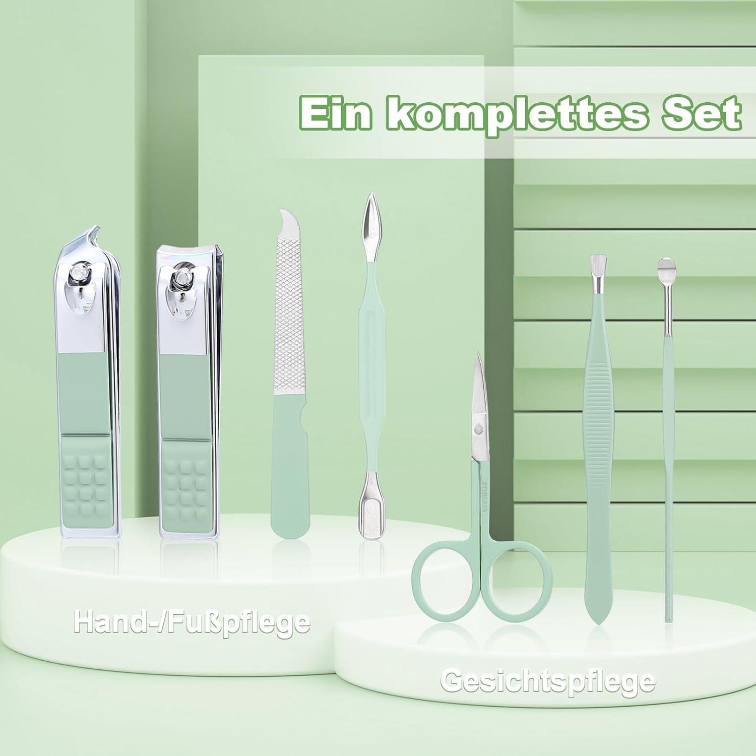 Maniküre Pediküre Set Edelstahl Nagelknipser Nagelhautentferner 7-in-1