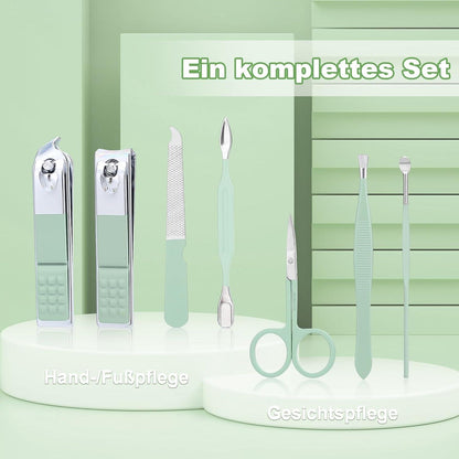 Maniküre Pediküre Set Edelstahl Nagelknipser Nagelhautentferner 7-in-1