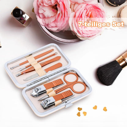 Maniküre Pediküre Set Edelstahl Nagelpflege 7in1 Roségold
