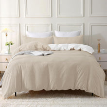 Bettwäsche Set Stone Washed Baumwolle Beige 155x220cm