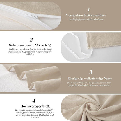 Bettwäsche Set 155x220 Kamel Beige Baumwolle 2-teilig Stone Washed