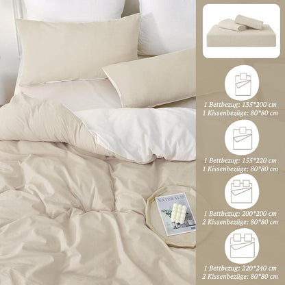 Bettwäsche Set 155x220 Kamel Beige Baumwolle Stone Washed