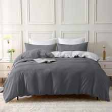 SOULFUL Bettwäsche 220x240 Baumwolle Stone Washed Dunkelgrau2