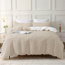 Bettwäsche Set 220x240 cm 3-tlg. Baumwolle Beige Stone Washed