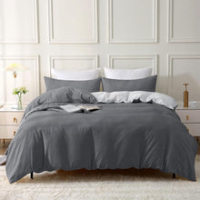 SOULFUL Bettwäsche Set 155x220 Baumwolle Dunkelgrau2 Stone Washed