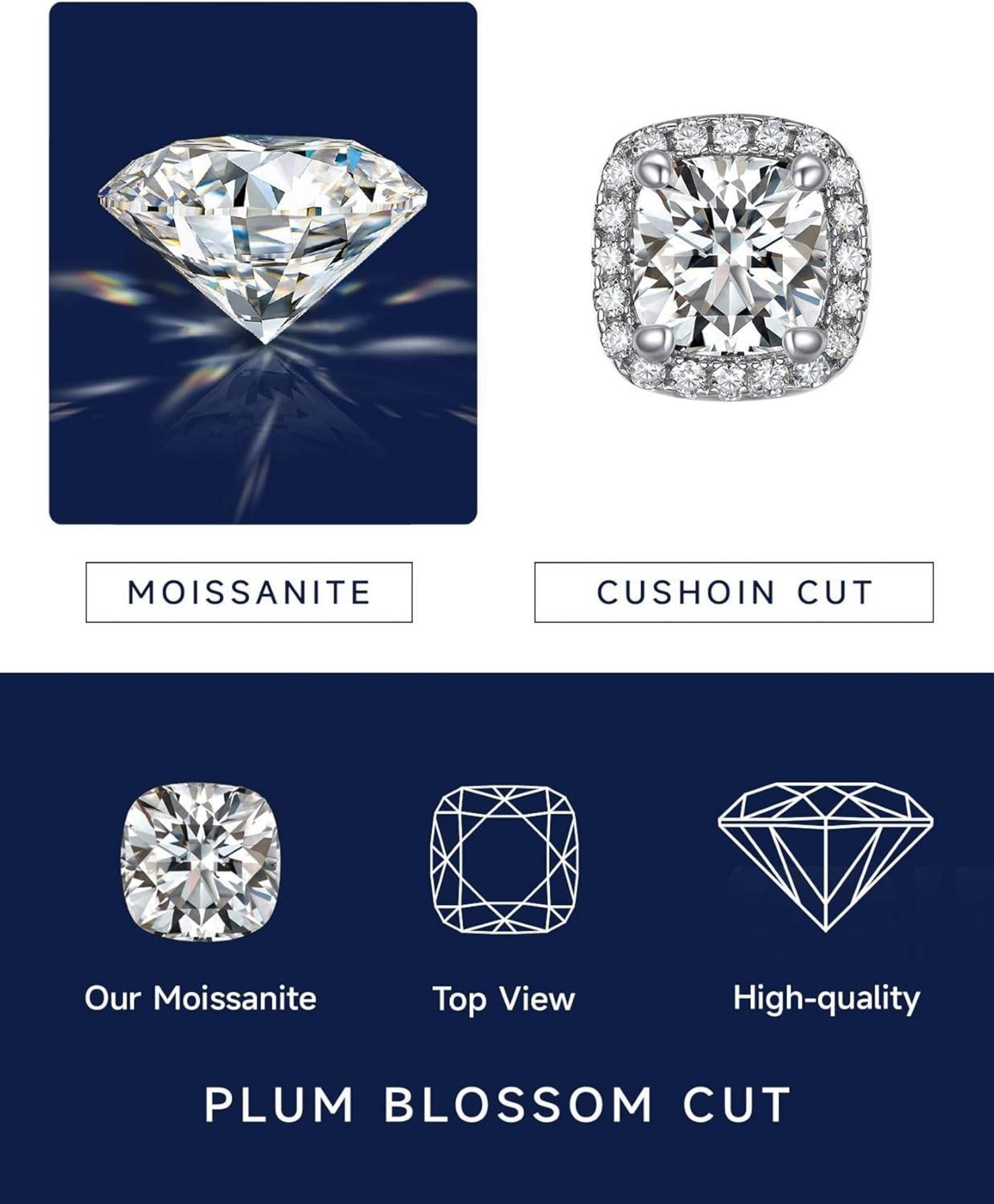 Moissanit Ohrringe 1,16 ct Diamant 925 Silber Hochzeit Brillant Damen