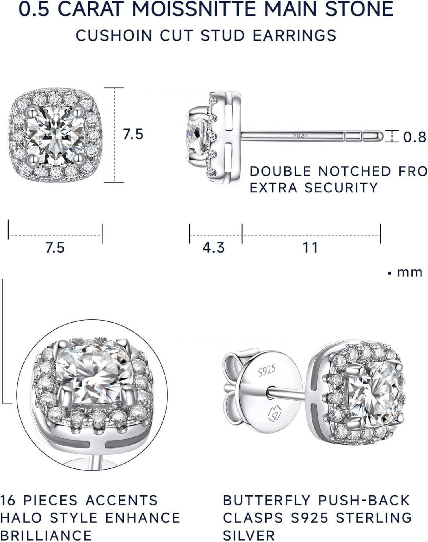 Moissanite Halo Ohrringe 1,16 Karat Ohrstecker 925 Silber Brillant