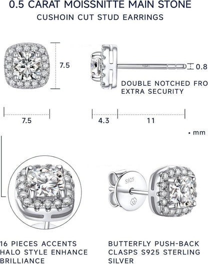 Moissanite Halo Ohrringe 1,16 Karat Ohrstecker 925 Silber Brillant