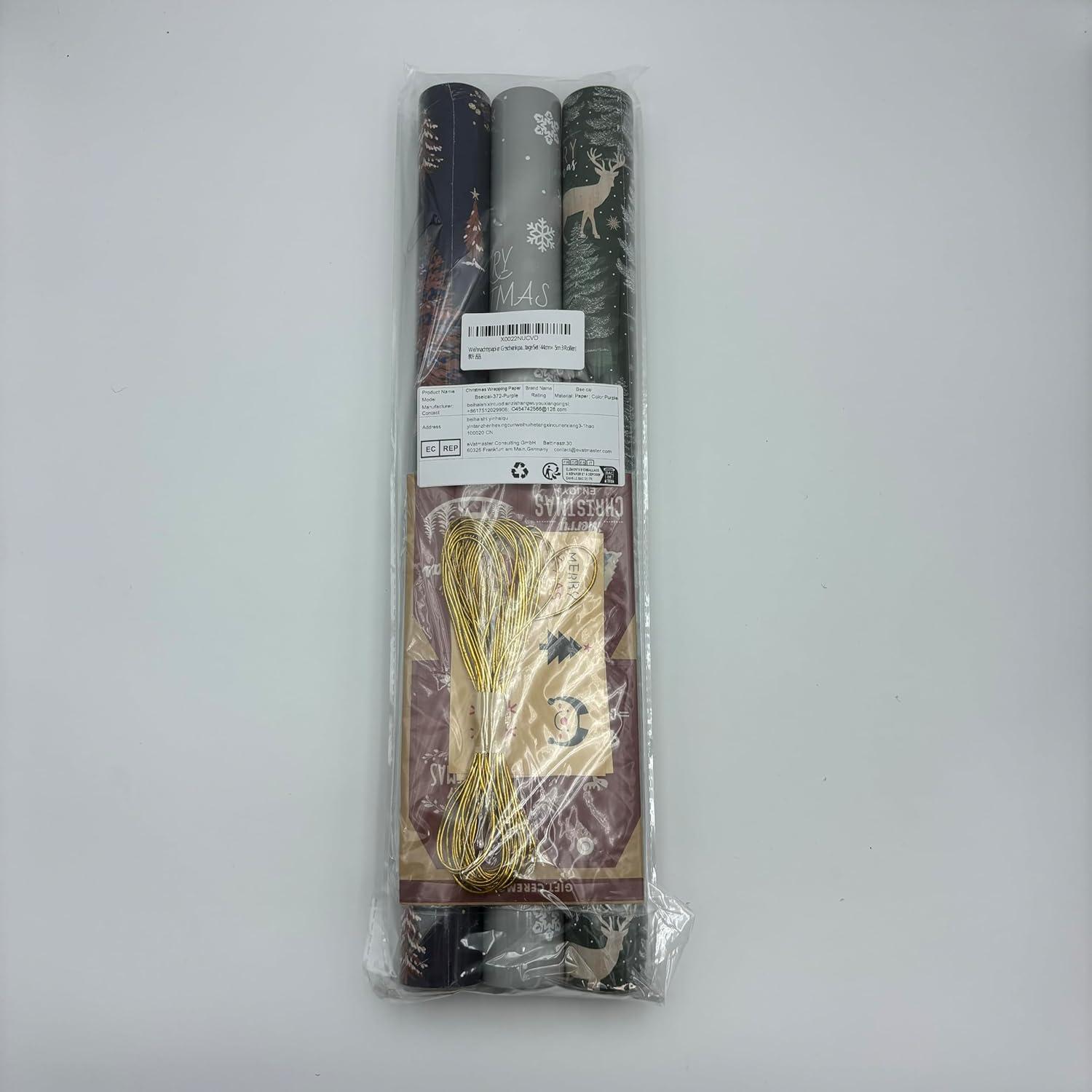 Weihnachtsgeschenkpapier Set mit Zubehör und verschiedenen Designs