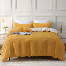 Bettwäsche-Set 100% Baumwolle Gelb 135x200 Stone Washed