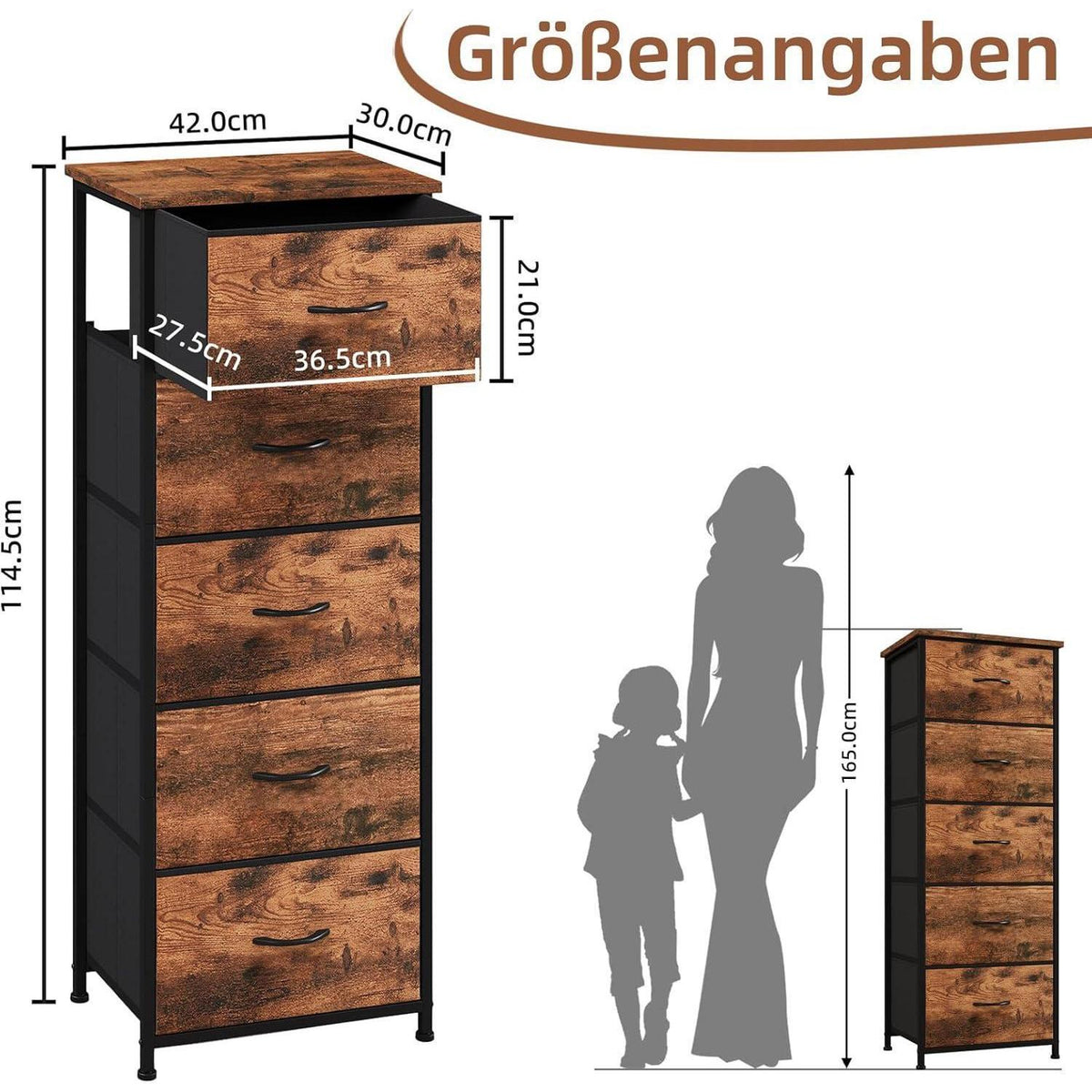 Somdot Kommode mit 5 Stoffschubladen – Schlafzimmer & Wohnzimmer