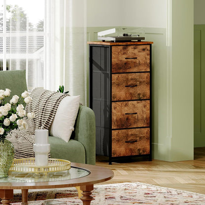 Somdot Kommode mit 4 Stoffschubladen – Schlafzimmer & Wohnzimmer