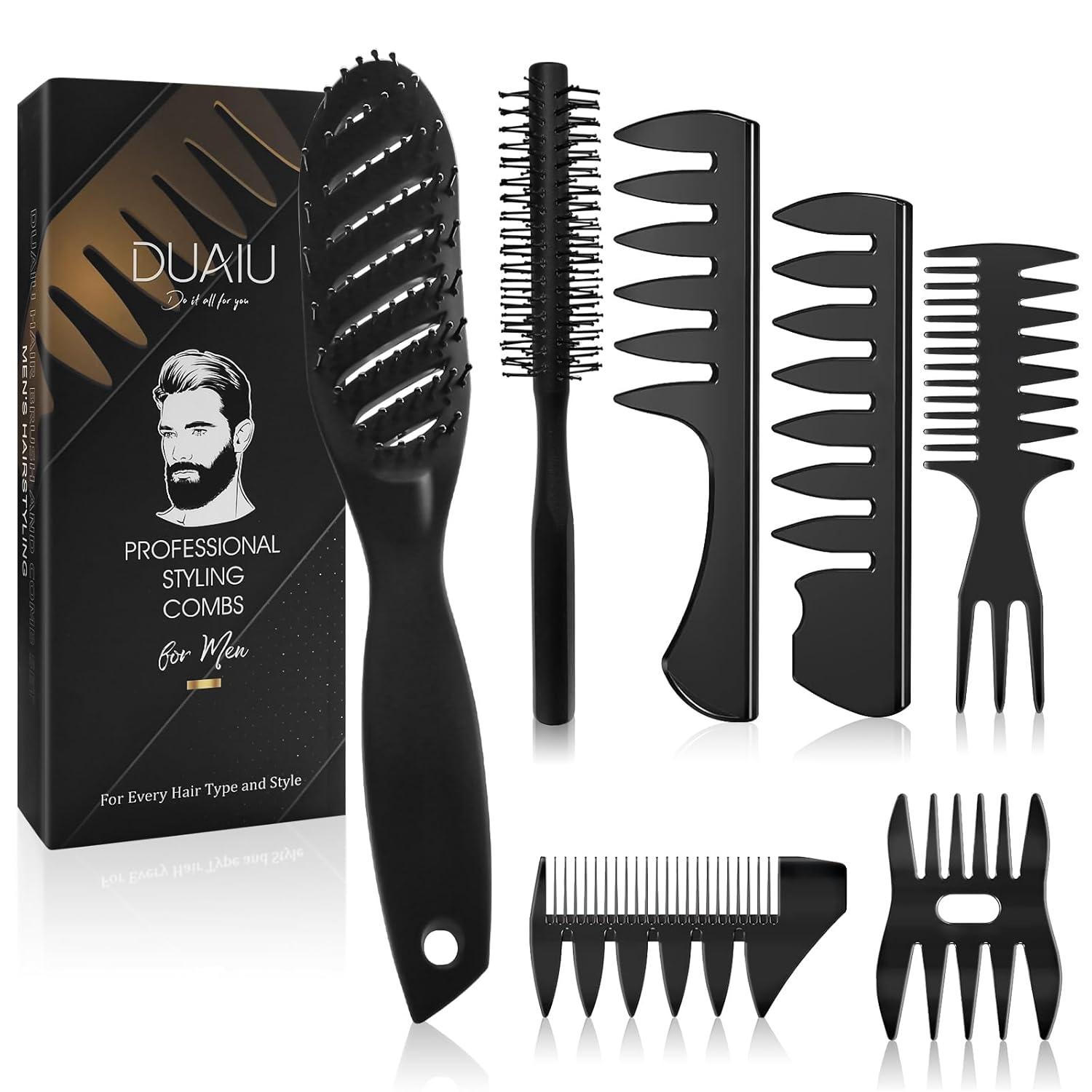 Haarbürsten-Set für Männer, 7-teilig, Hairstyling-Tools