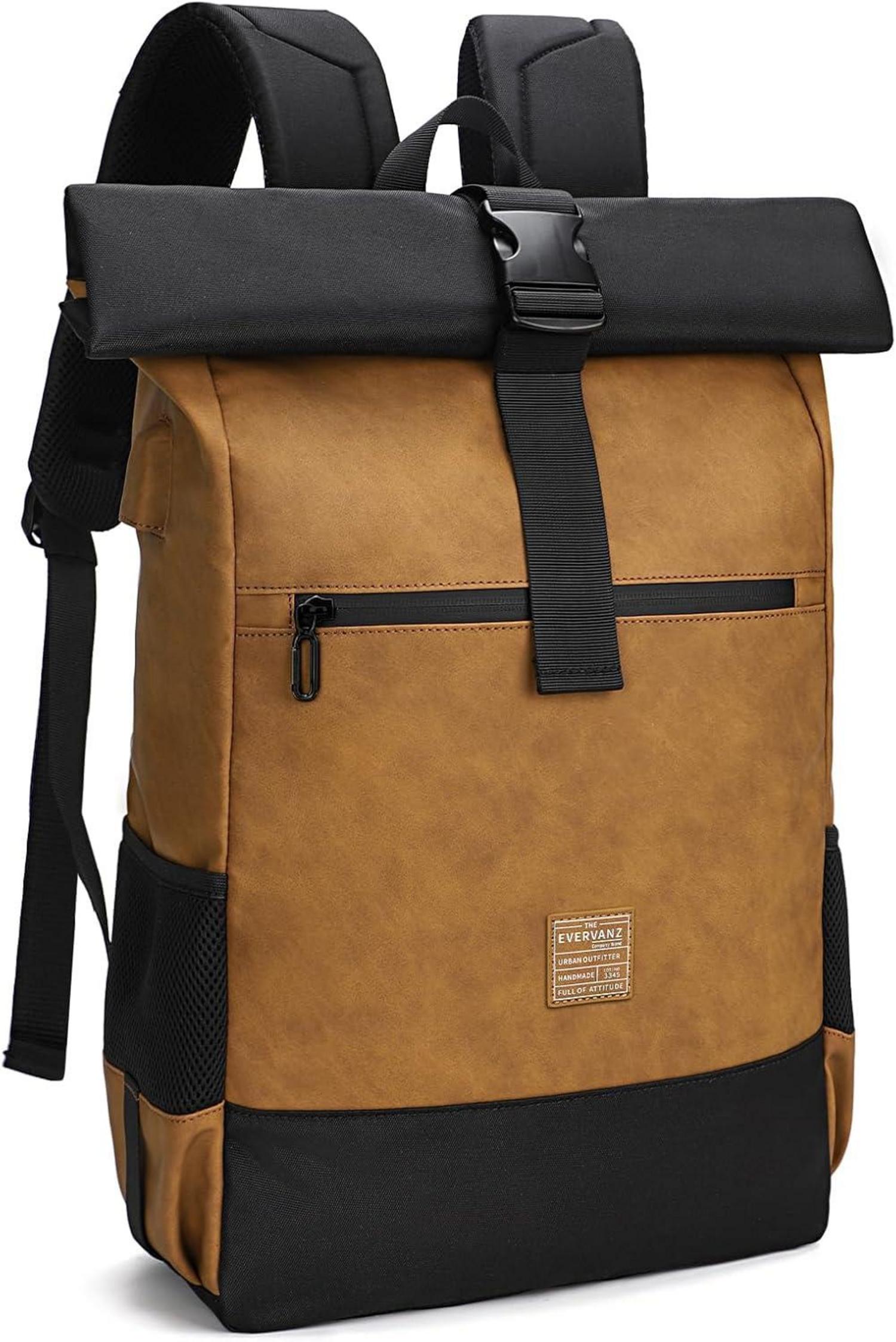 EverVanz Rolltop Laptop Rucksack USB Ladeanschluss 17 Zoll