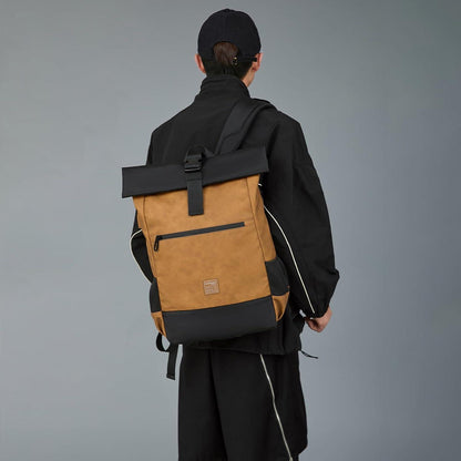 EverVanz Rolltop Laptop Rucksack 17 Zoll USB Ladeanschluss wasserabweisend braun