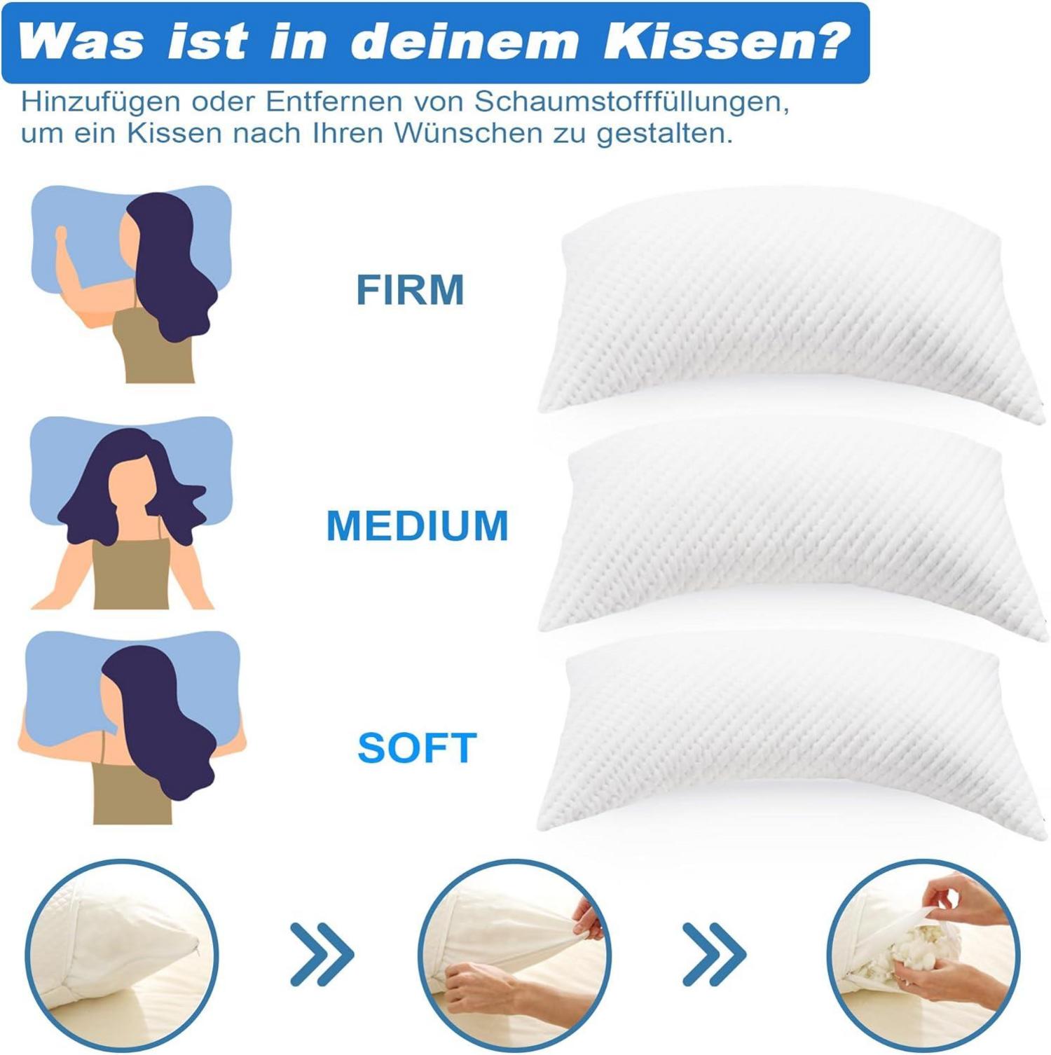 Memory Foam Seitenschläferkissen 70x35 cm Höhenverstellbares Nackenkissen