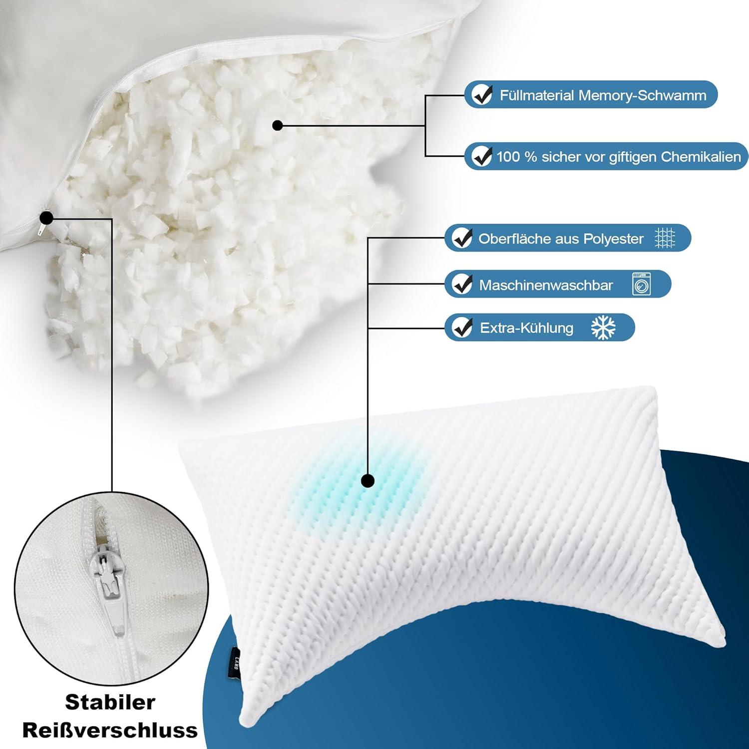 Orthopädisches Memory Foam Seitenschläferkissen 70x35cm höhenverstellbar