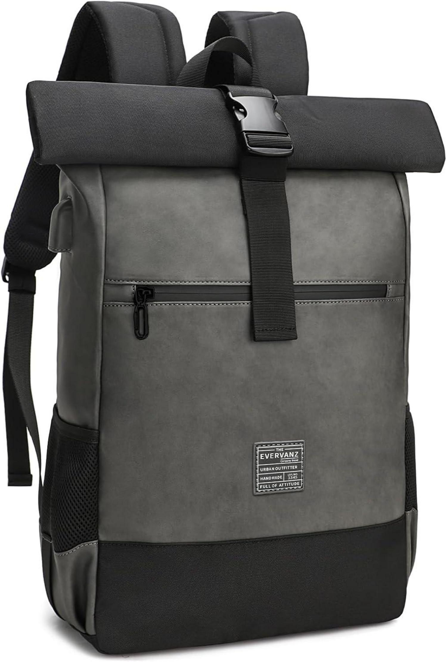 Rolltop Laptop Rucksack mit USB Ladeanschluss - Wasserabweisend