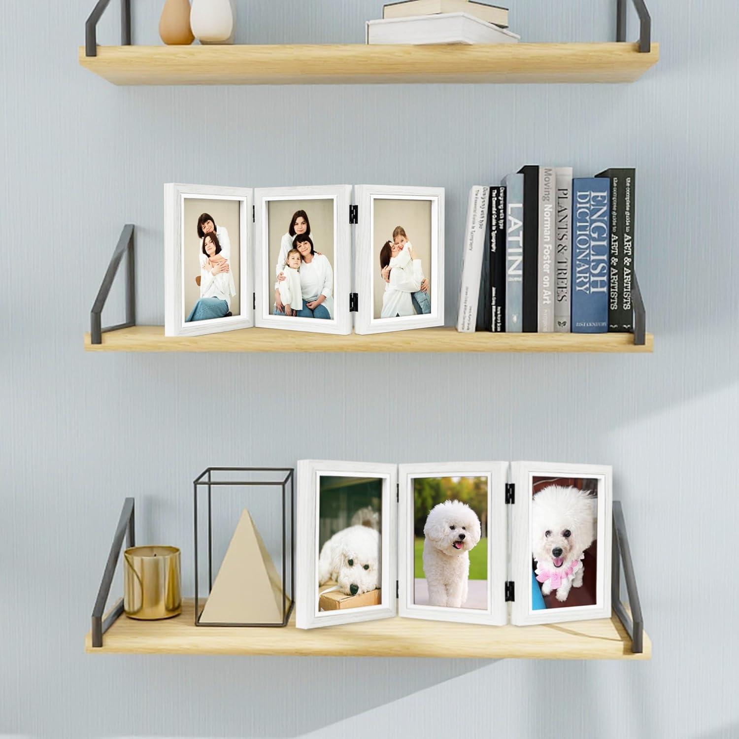 Bilderrahmen Collage Weiß aus MDF-Holz mit echtem Glas, Dreifach