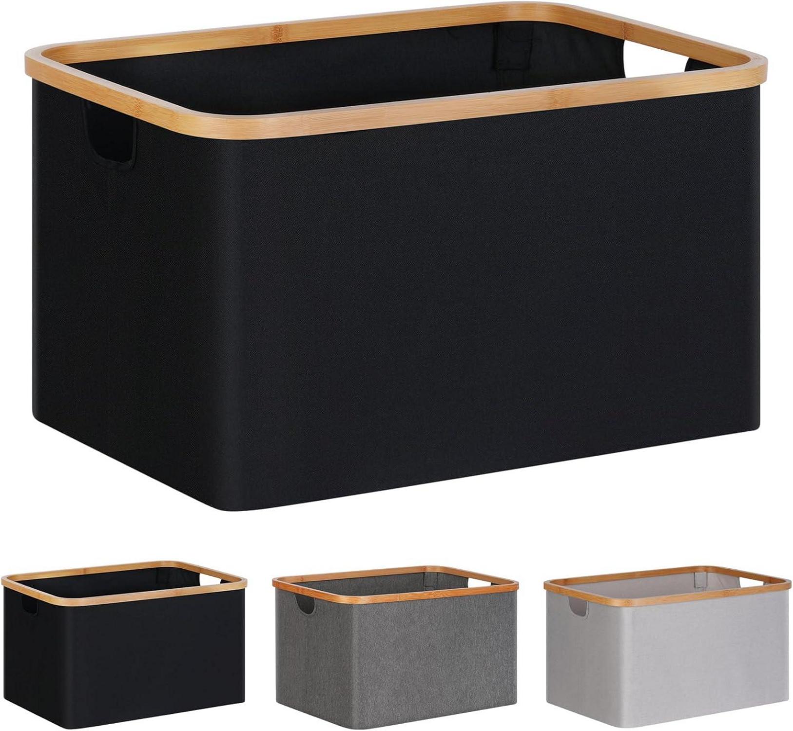 Faltbarer Bambuskorb 60L, Stoff Wäschekorb, Aufbewahrungskorb