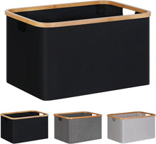 Faltbarer Bambuskorb 60L, Stoff Wäschekorb, Aufbewahrungskorb