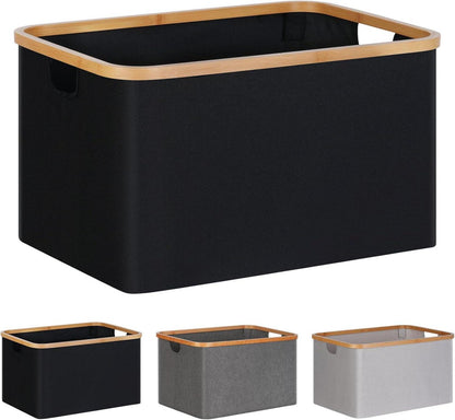 Faltbarer Bambuskorb 60L, Stoff Wäschekorb, Aufbewahrungskorb