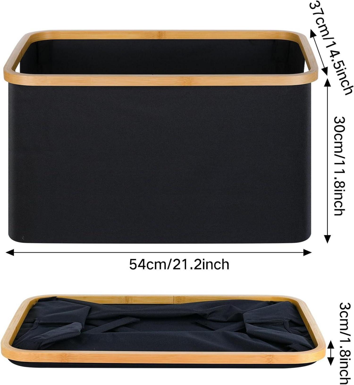 Faltbarer Bambus Wäschekorb 60L Aufbewahrung Laundry Basket