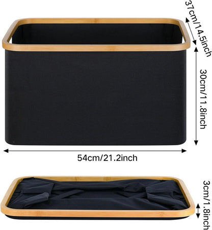 Faltbarer Bambus Wäschekorb 60L Aufbewahrung Laundry Basket