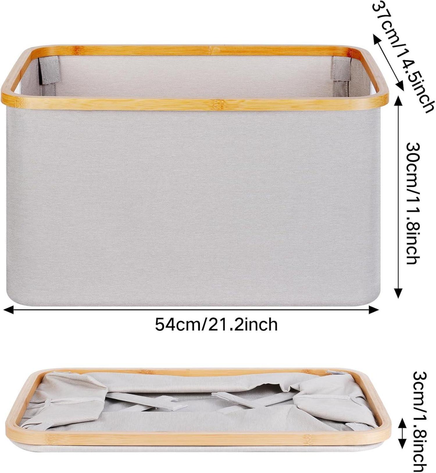Faltbarer Wäschekorb 60L Bambus Stoff Aufbewahrung Basket