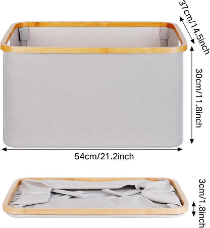 Faltbarer Wäschekorb 60L Bambus Stoff Aufbewahrung Basket