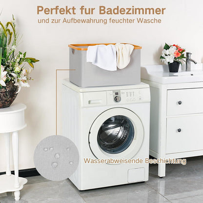 Faltbarer Wäschekorb 60L Bambus Stoff Aufbewahrung Kaufland