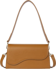 Damen Schultertasche PU Leder Umhängetasche Crossbody Bag 2-braun