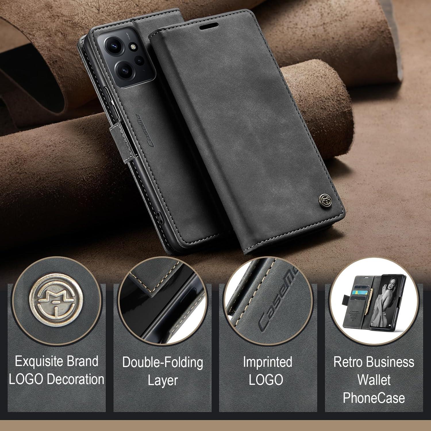 Handyhülle Xiaomi Redmi Note 12 4G Leder RFID Tasche Klapphülle Grau