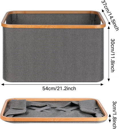 Faltbarer Bambus Wäschekorb 60L Aufbewahrung Laundry Basket