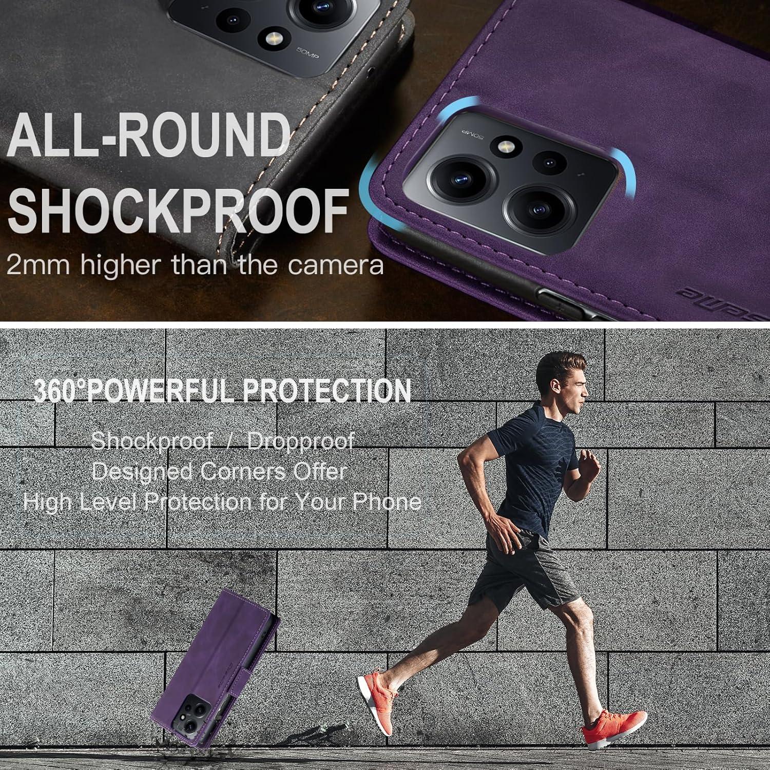 Handyhülle Xiaomi Redmi Note 12 4G Leder RFID Schutz Tasche Flip Case
