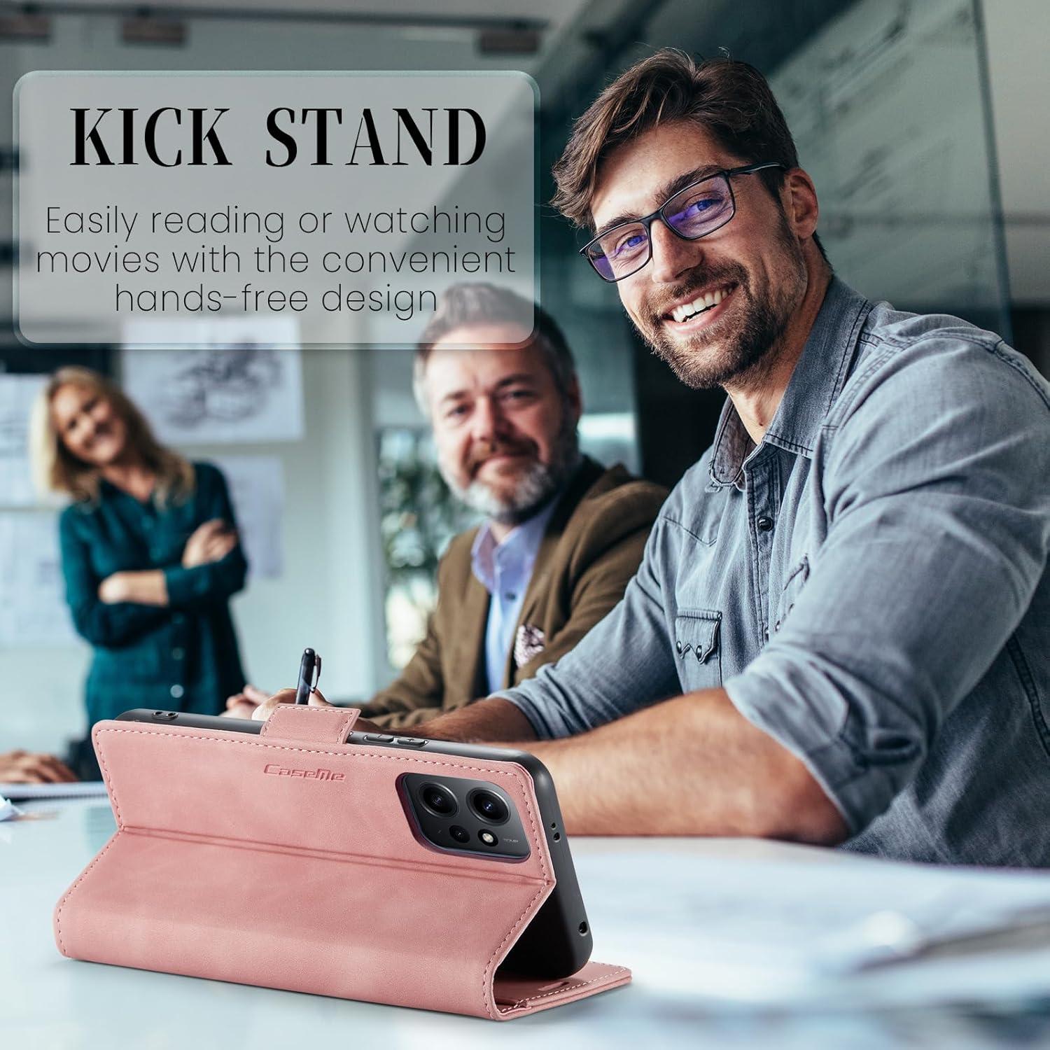 Handyhülle für Xiaomi Redmi Note 12 4G - Premium Leder RFID Flip Case - Rosa