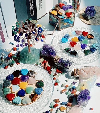 20 Stück Natürliche Edelstein Herz Kristalle Stein Set Deko Meditation