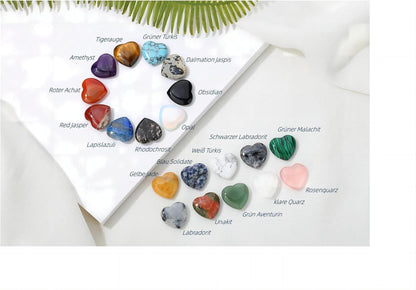 20 Stück Natürliche Edelstein Herz Kristalle Stein Set Deko Meditation