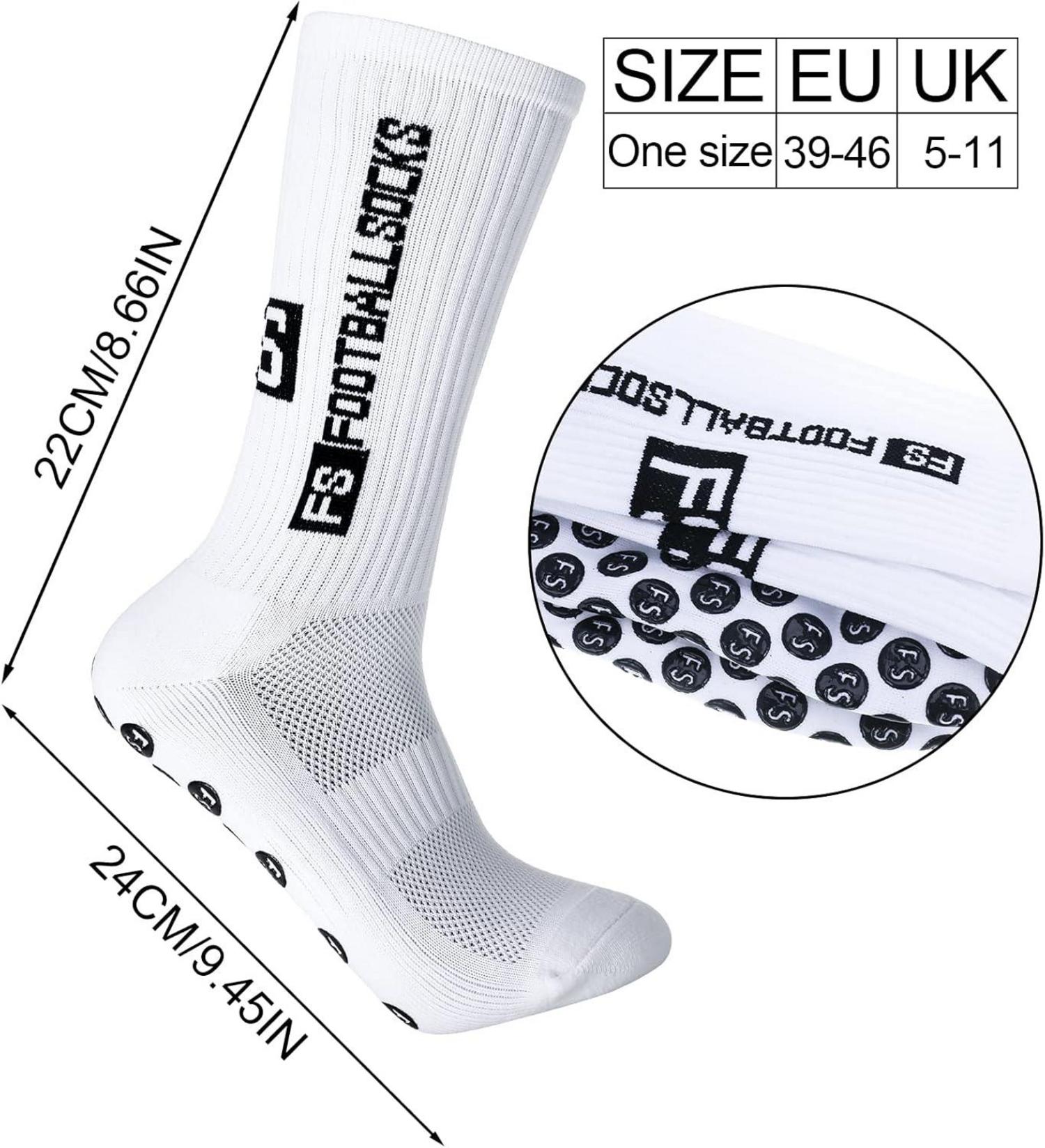 6er Pack Weiß Fußballsocken Anti Rutsch Sportsocken Größe