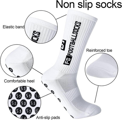 6 Paare weiße Fußballsocken Größe 39-46 Anti-Rutsch Sportsocken