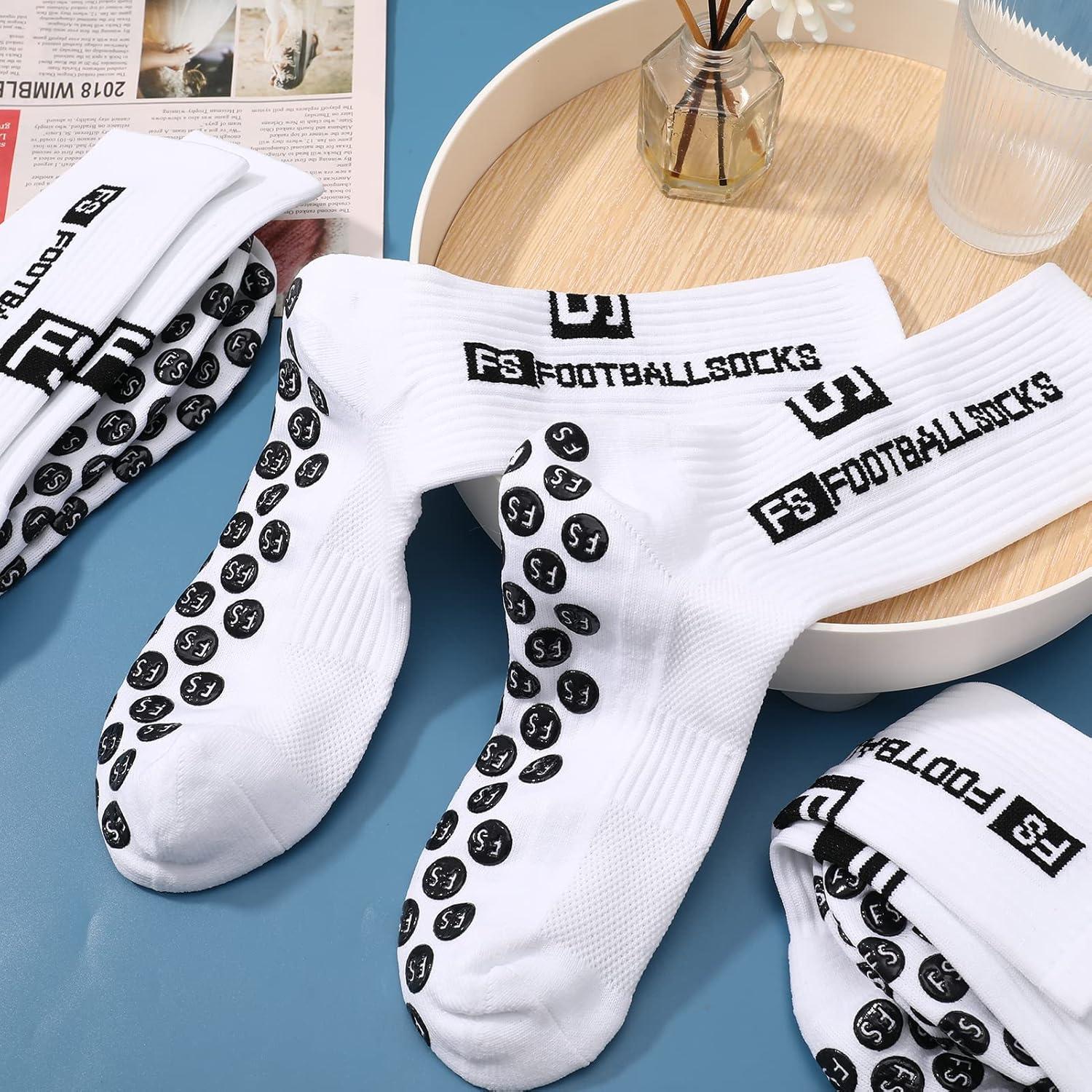6er Pack Weiße Fußballsocken Anti-Rutsch Grip Größe 39-46 Sportsocken