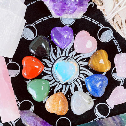 10PCS Herz Kristalle Edelsteine Bunte Heilung Reiki Set