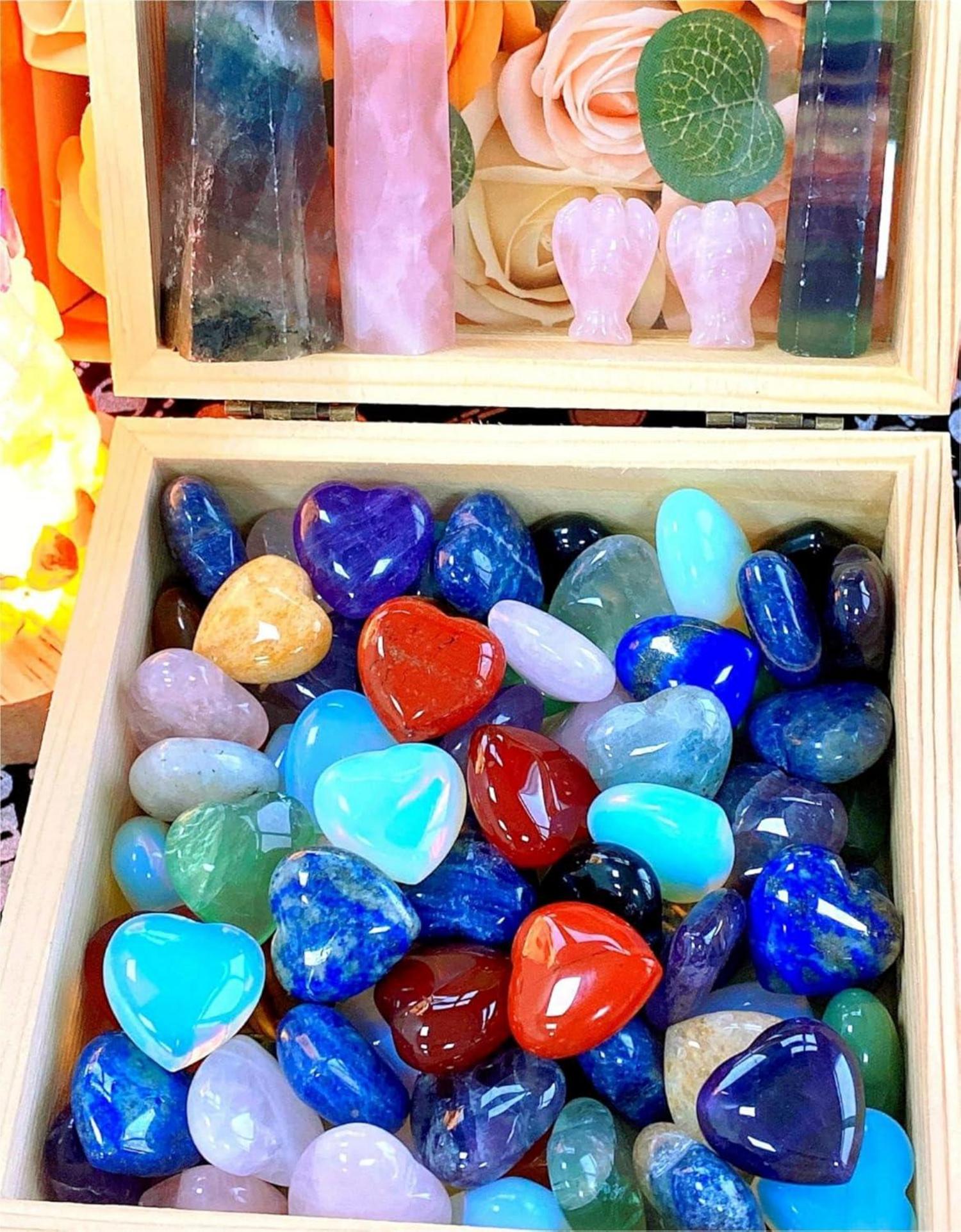 Kristallstein Herz Set 10 Stück, Heilungssteine für Meditation & Dekoration