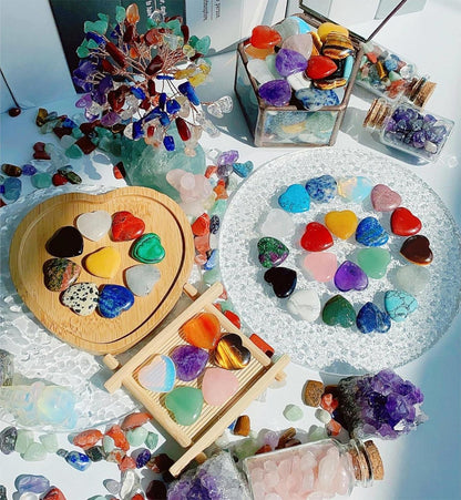 10PCS Herz Kristalle Edelsteine bunte Heilung Stein Glückssteine Set
