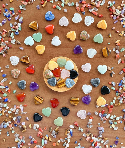 Kristallstein Herz Set 10 Stück, Heilungssteine für Meditation & Dekoration