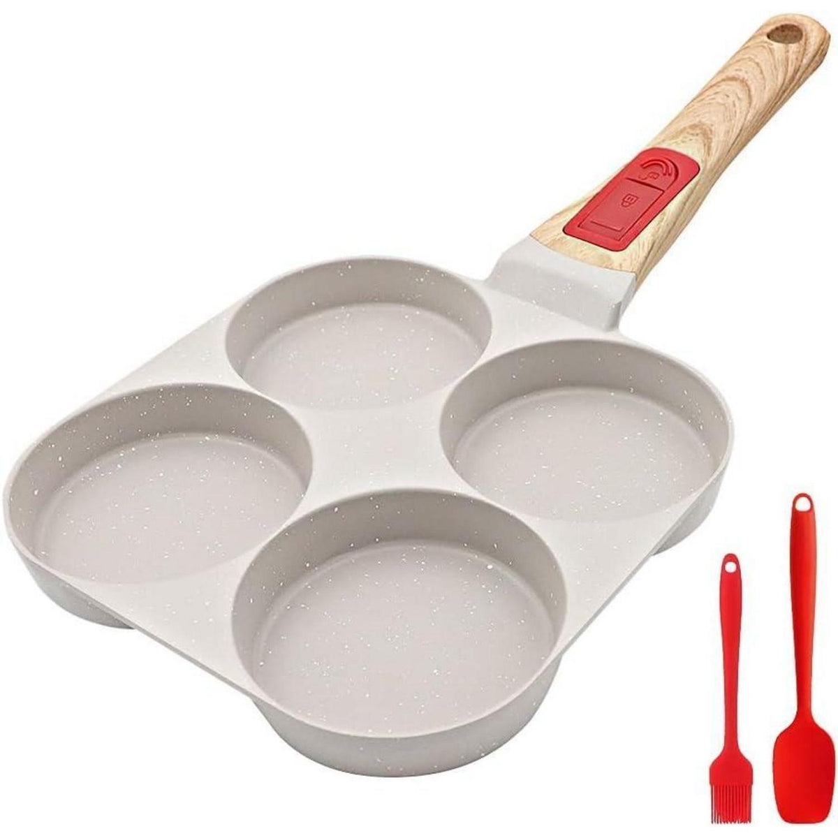Spiegeleipfanne 4 Loch mit abnehmbarem Griff – Induktion, Antihaft